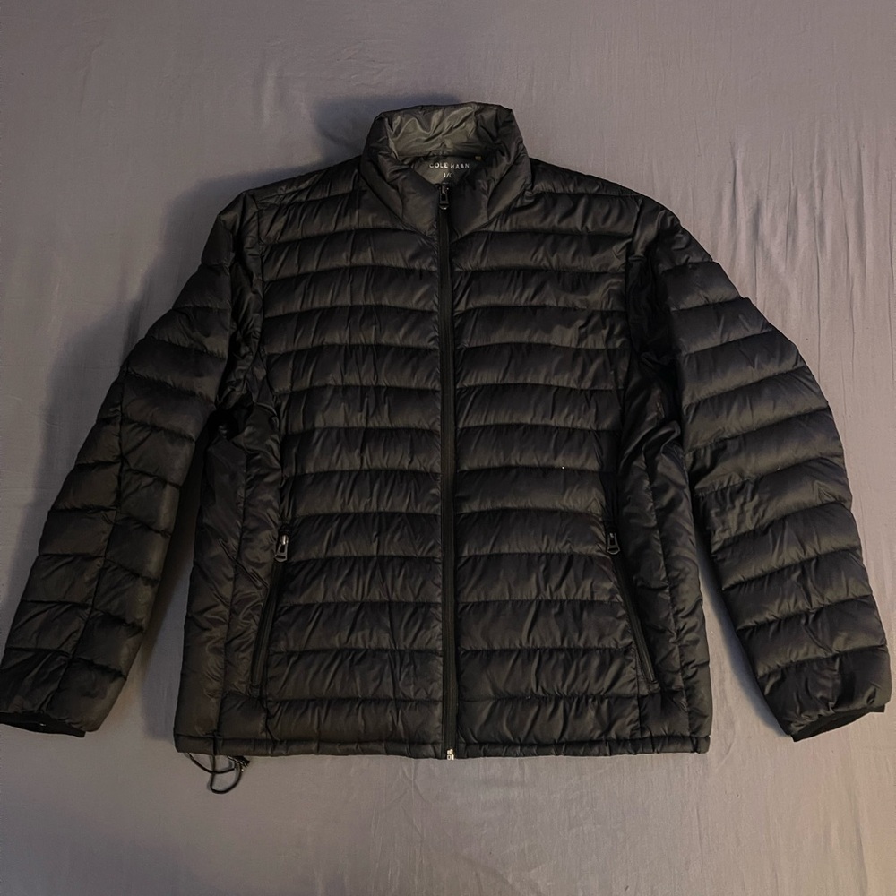 Black Puffer Jacket Cole Haan Brand